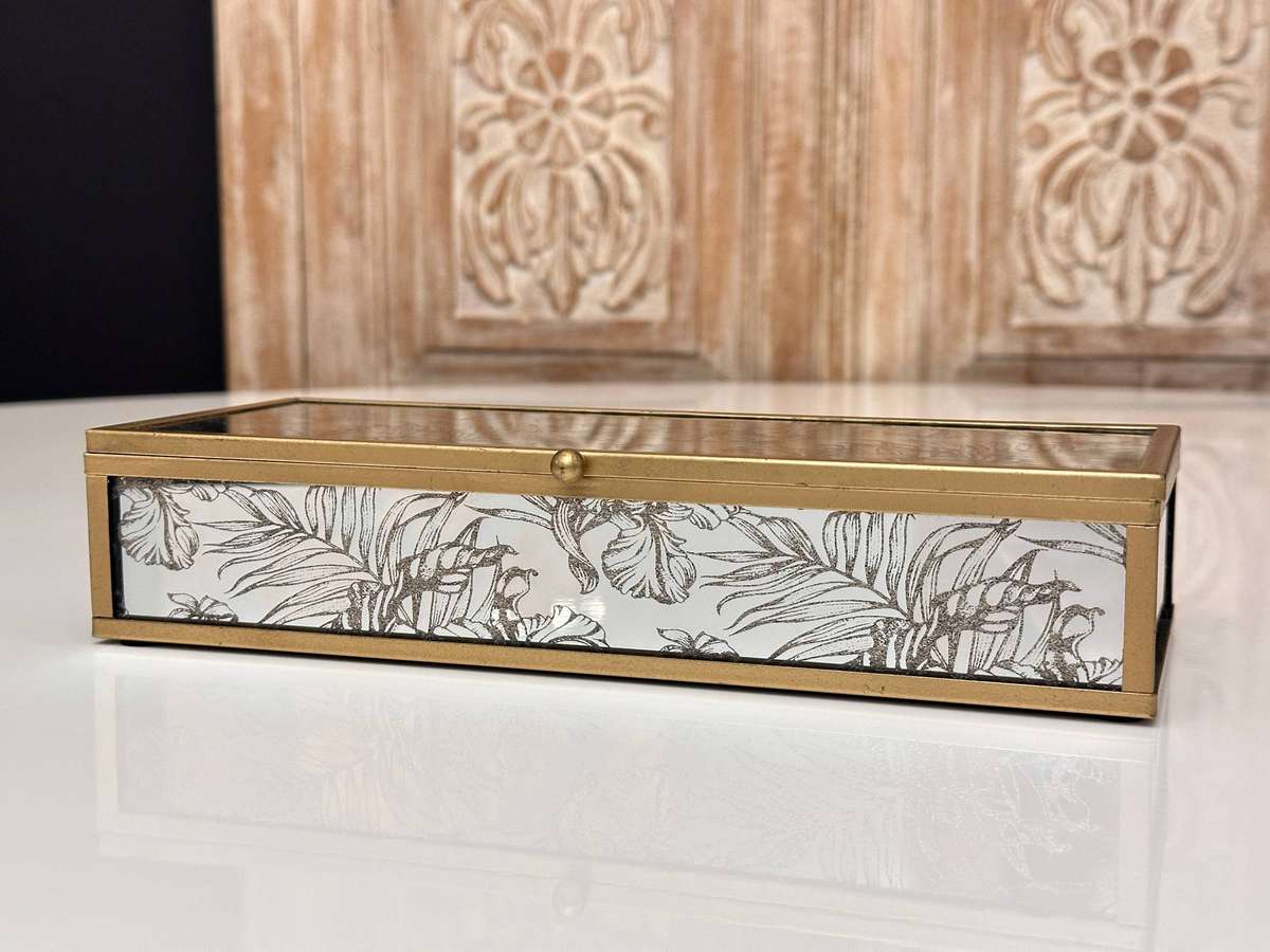 Exquisite Ornate Etched Mirror Jewellery Box