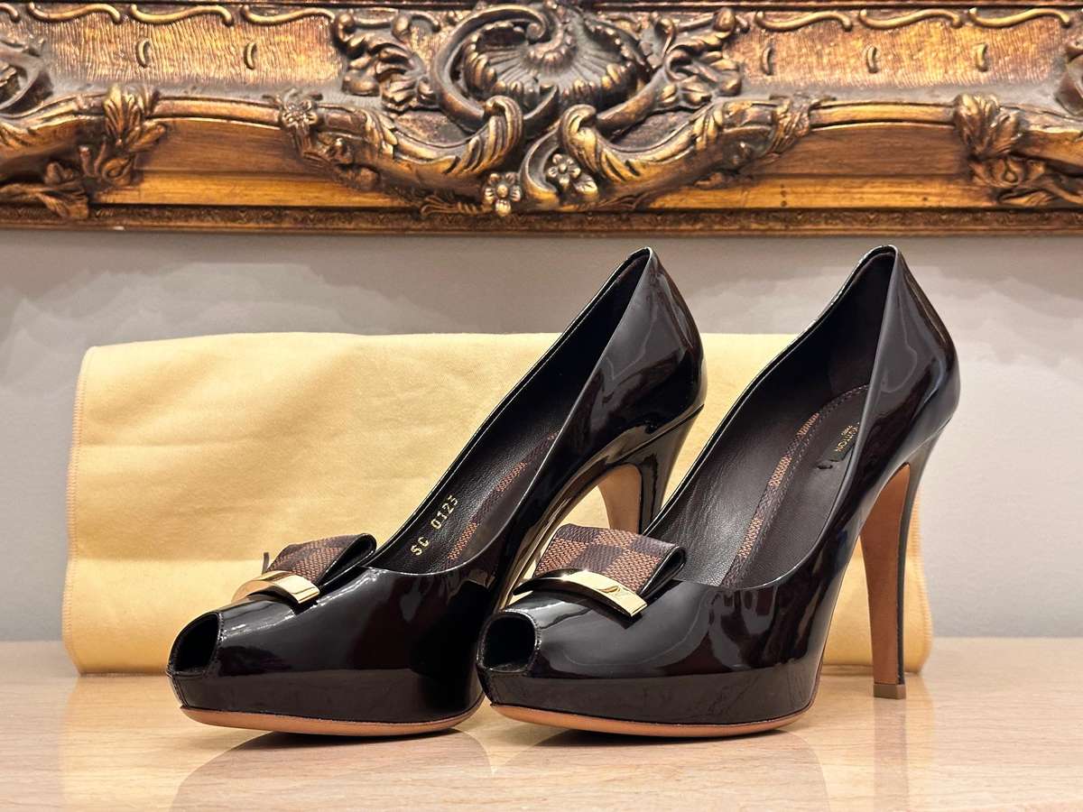 Louis Vuitton Damier Collection High Heel Shoes with Original Bag