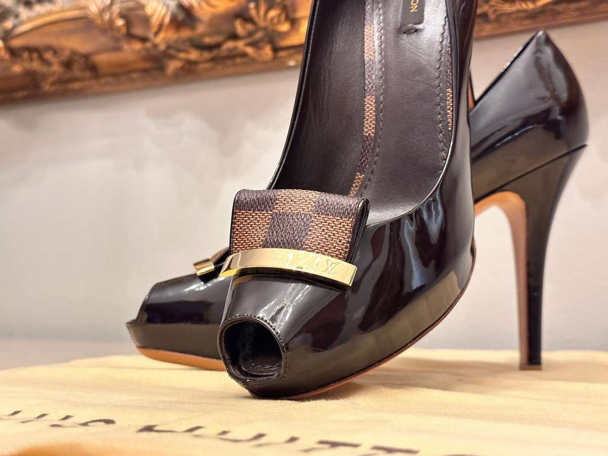 Louis Vuitton Damier Collection High Heel Shoes with Original Bag