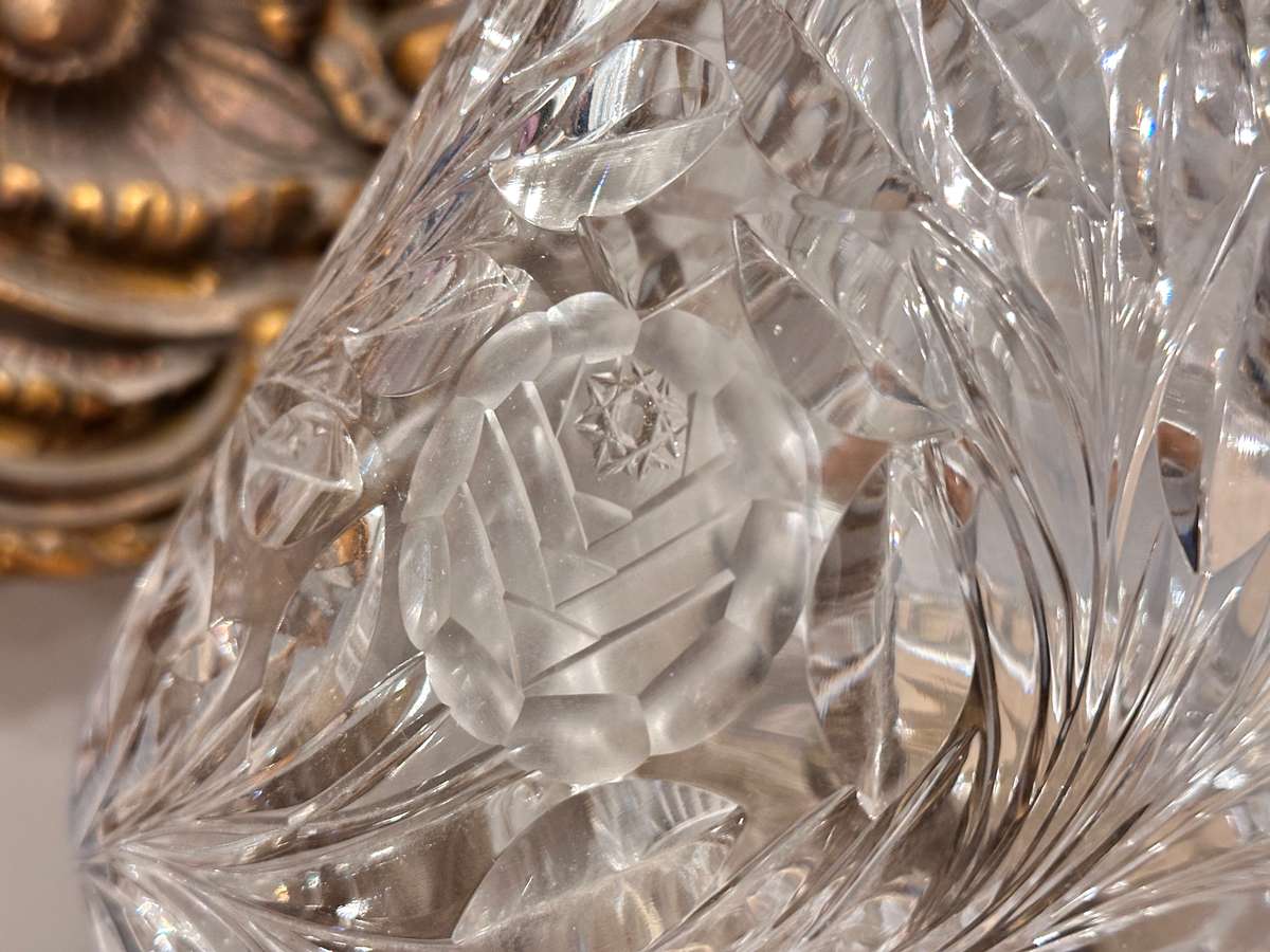 Magnificent Vintage Rose CUT CRYSTAL Lamp Circa 1930