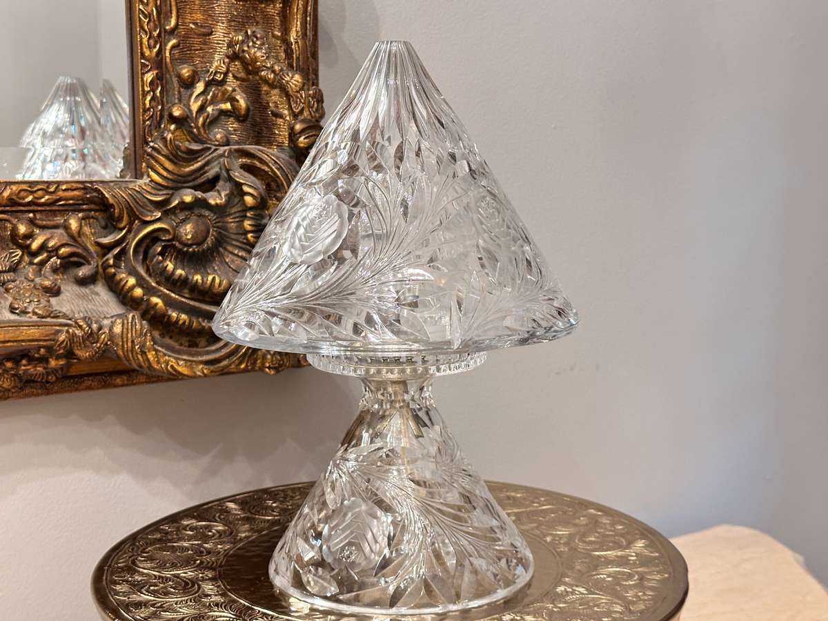 Magnificent Vintage Rose CUT CRYSTAL Lamp Circa 1930