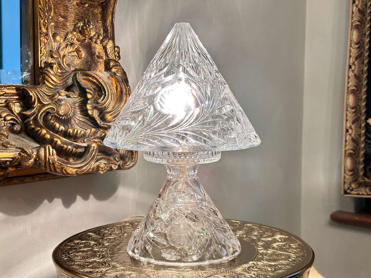 Magnificent Vintage Rose CUT CRYSTAL Lamp Circa 1930