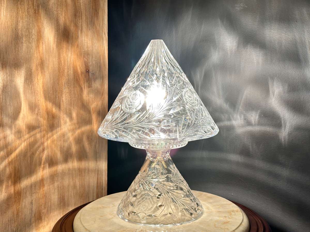Magnificent Vintage Rose CUT CRYSTAL Lamp Circa 1930