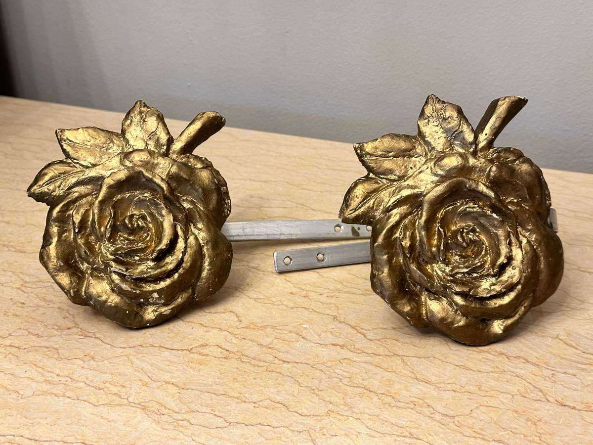 BEAUTIFUL GOLD ROSE CURTAIN HOLD BACK SET