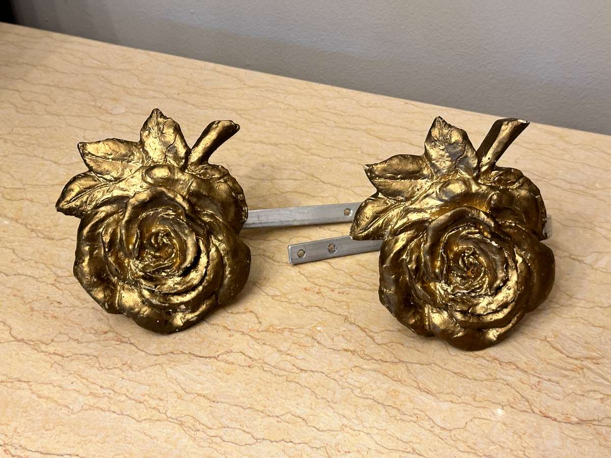 BEAUTIFUL GOLD ROSE CURTAIN HOLD BACK SET
