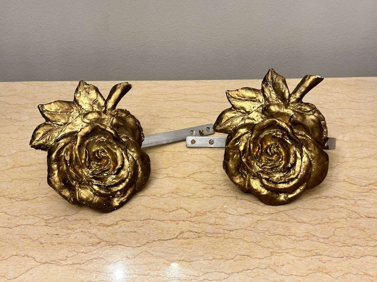 BEAUTIFUL GOLD ROSE CURTAIN HOLD BACK SET