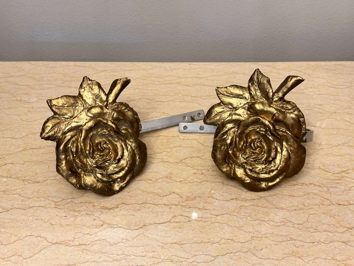 BEAUTIFUL GOLD ROSE CURTAIN HOLD BACK SET