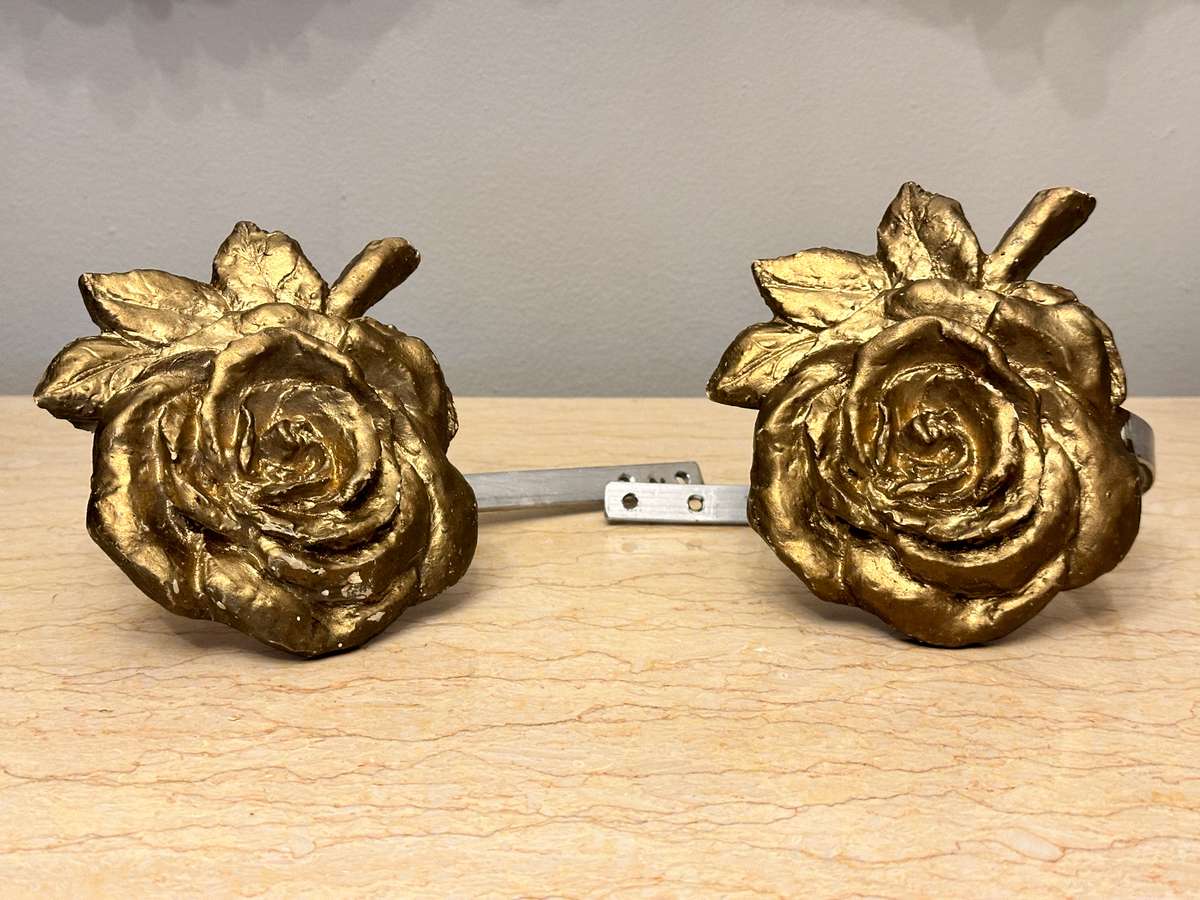 BEAUTIFUL GOLD ROSE CURTAIN HOLD BACK SET
