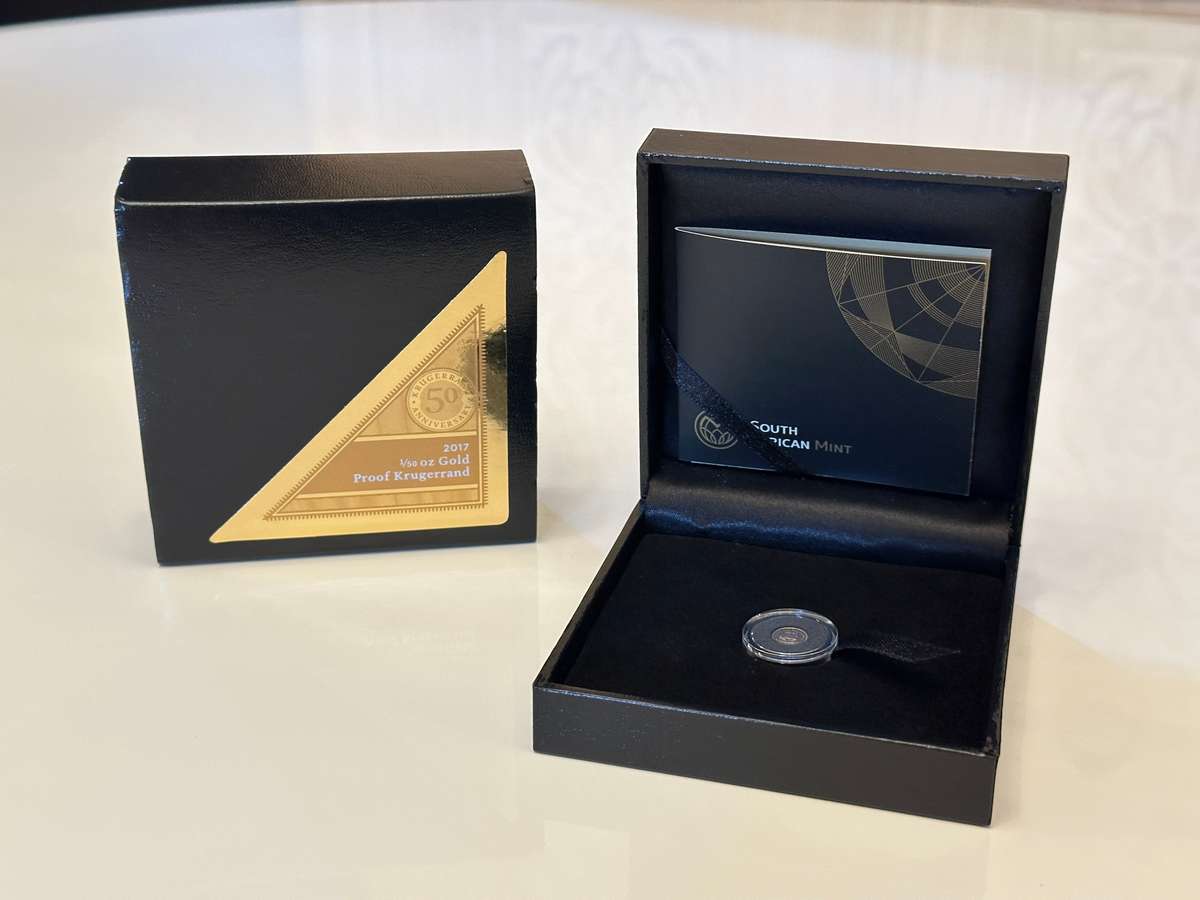 2017 1/50 oz Gold Krugerrand Proof with SA Mint Box & Certificate - 50th Anniversary