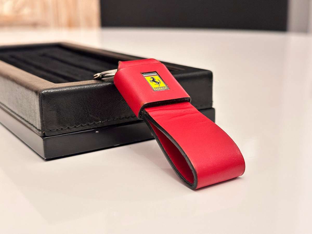 Ferrari Genuine Keyring - Leather with Prancing Horse