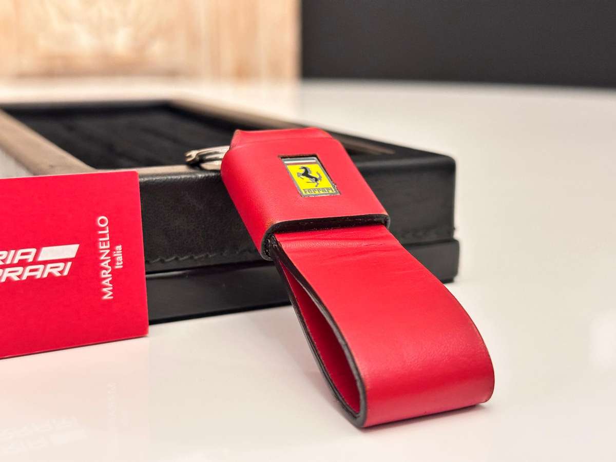 Ferrari Genuine Keyring - Leather with Prancing Horse