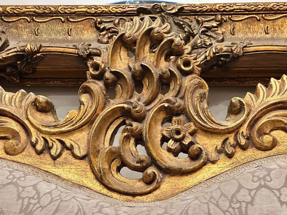 Vintage French Victorian Gilded Louis XV Statement Sofa