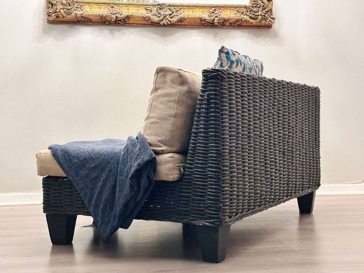 Designer Wicker Patio Statement Couch