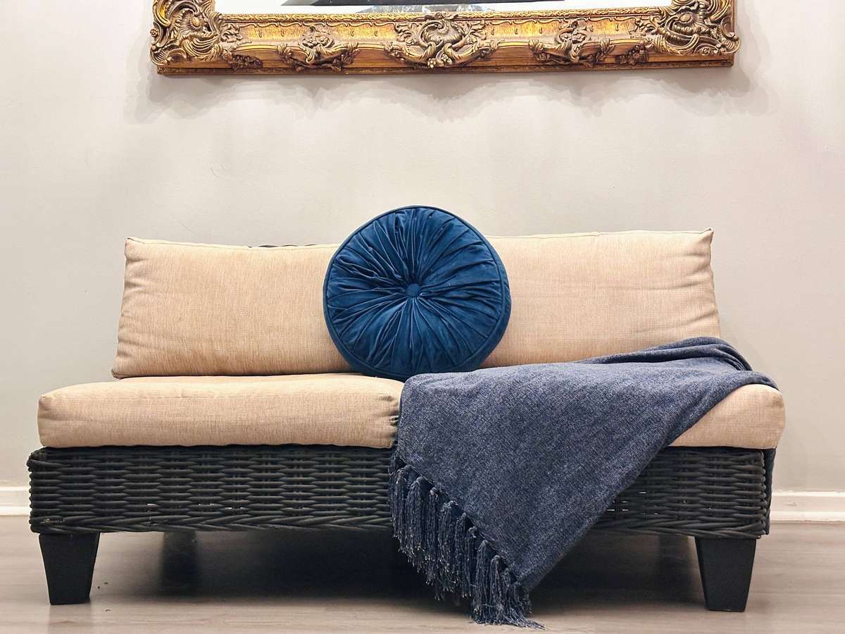Designer Wicker Patio Statement Couch
