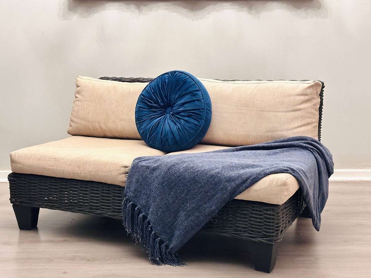 Designer Wicker Patio Statement Couch