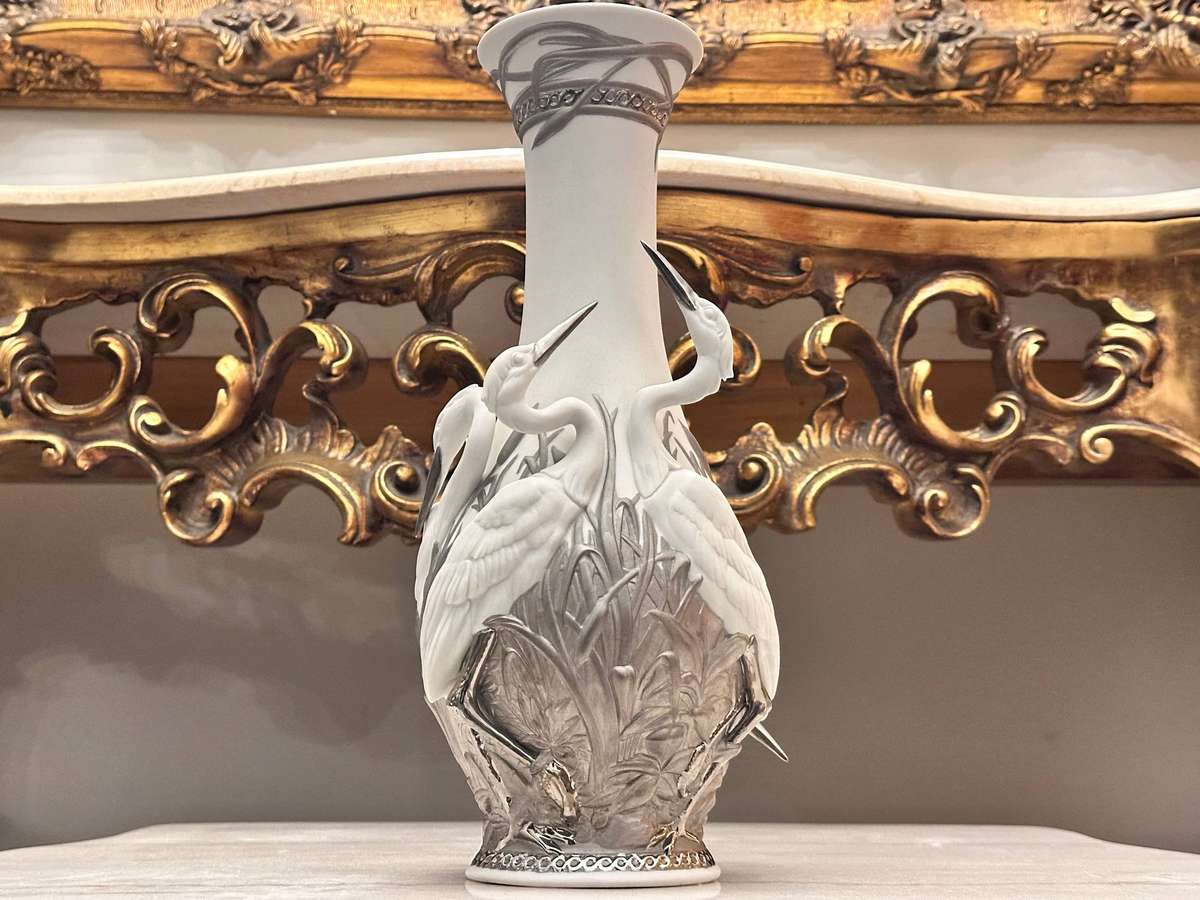 Lladro 2007 Retired Herons Realm Large Collectors Edition Vase with Original Box