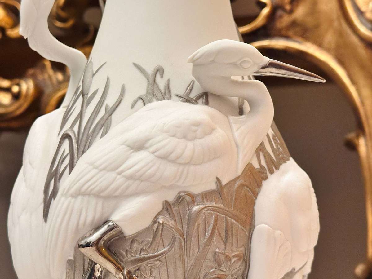 Lladro 2007 Retired Herons Realm Large Collectors Edition Vase with Original Box