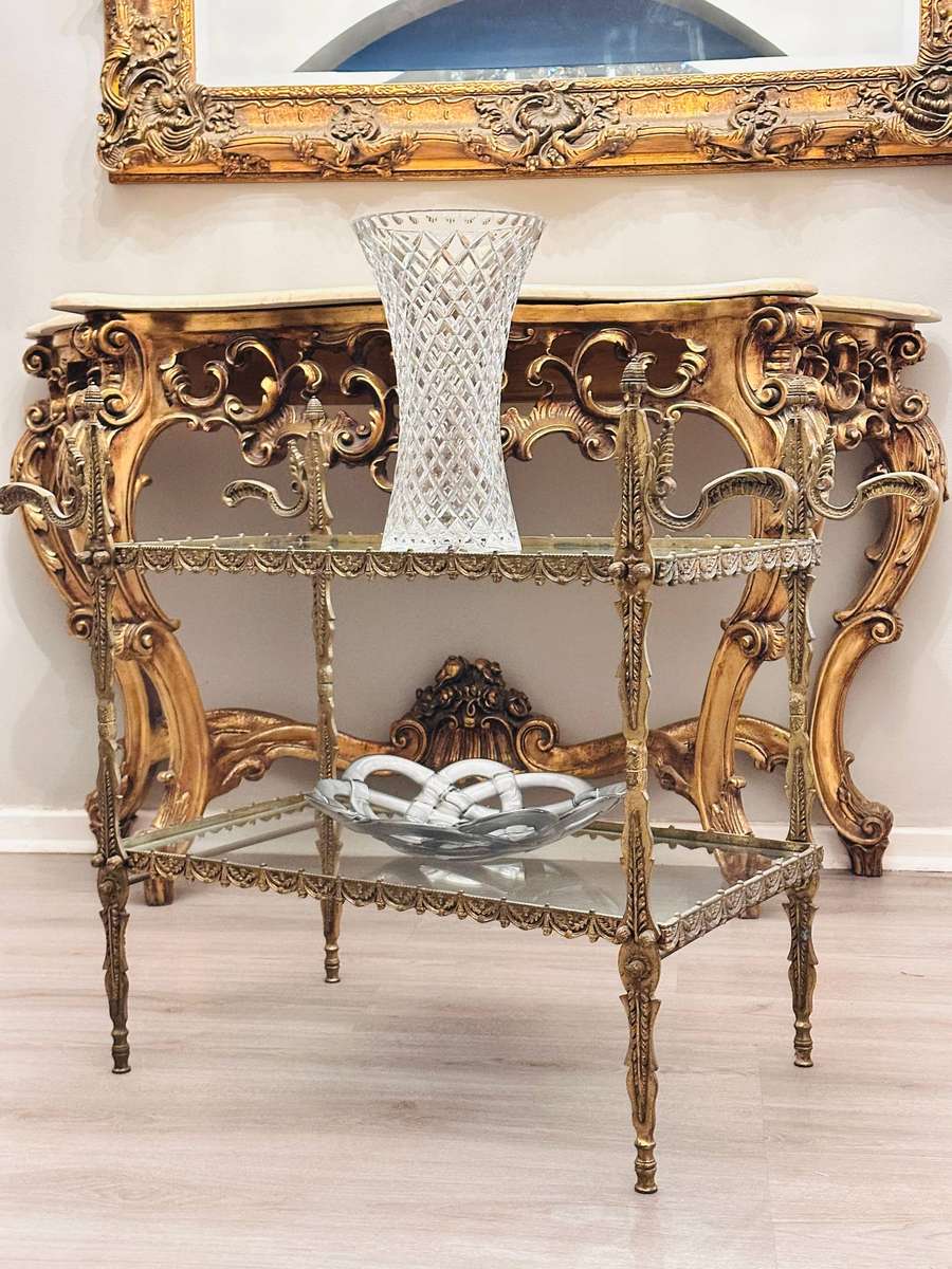 Vintage French Brass Etagere Statement Piece