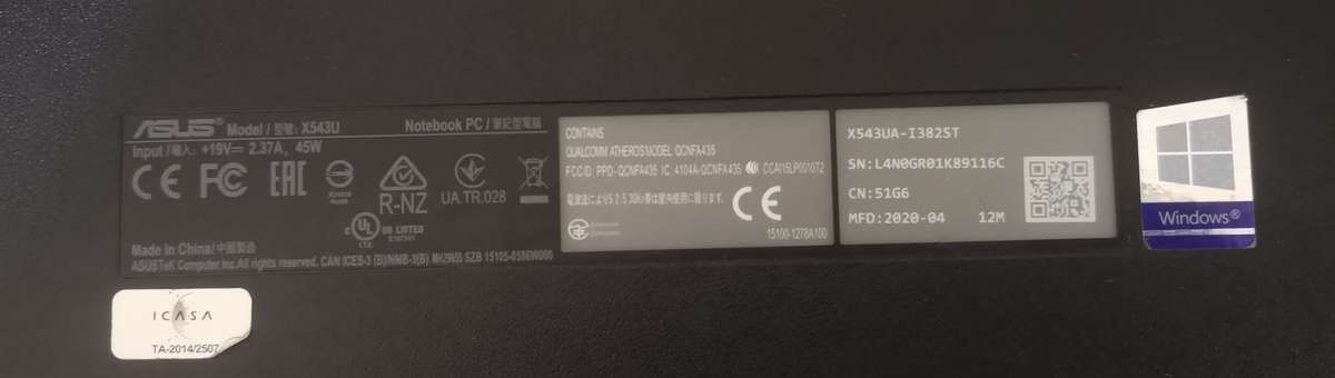 ASUS X543U 7th Gen CORE i3 Laptop