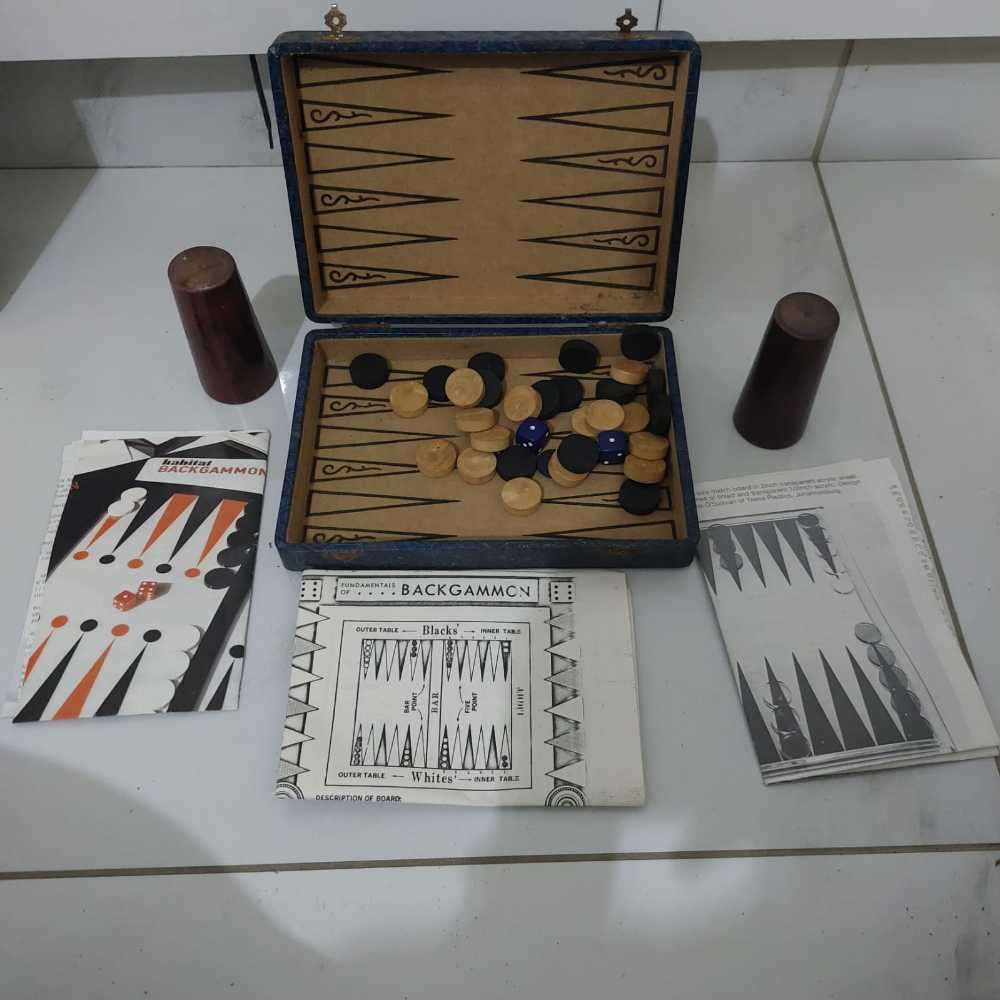 Vintage Small Travel Backgammon Game