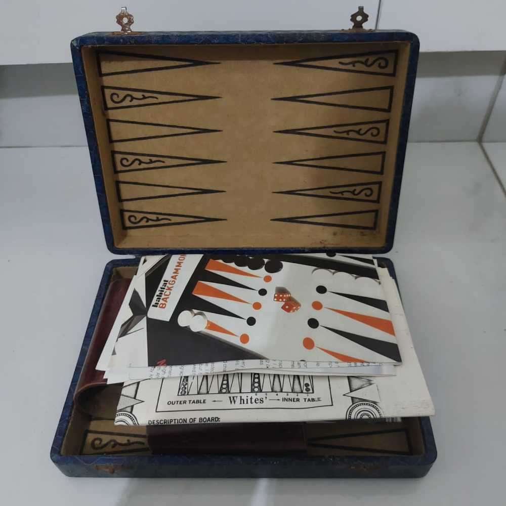 Vintage Small Travel Backgammon Game