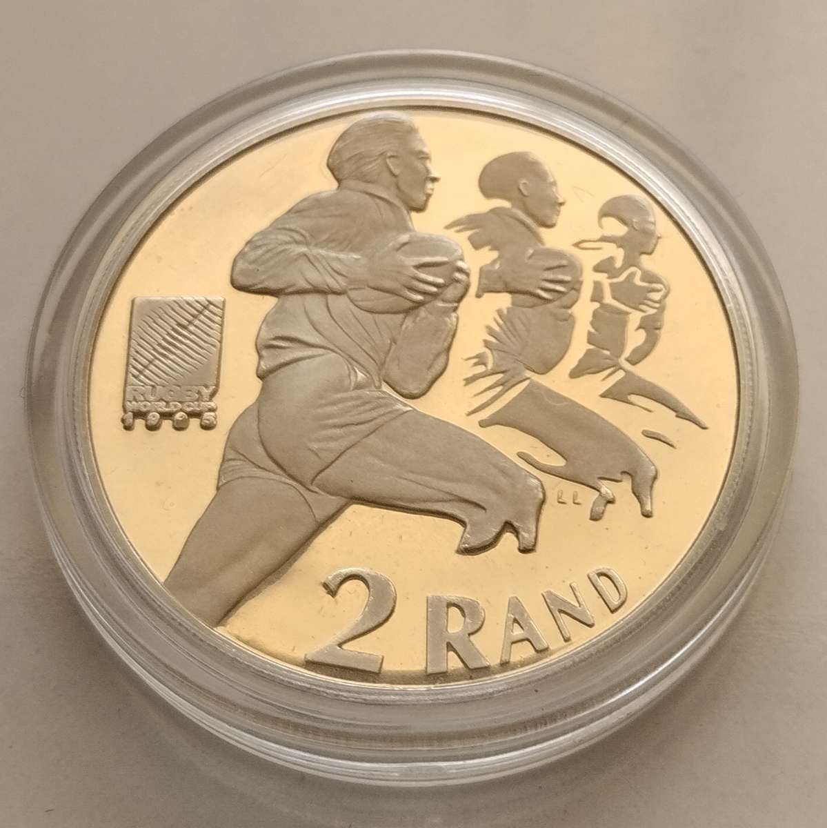 1995 Proof Rugby Two Rand with Box and COA #C0053
