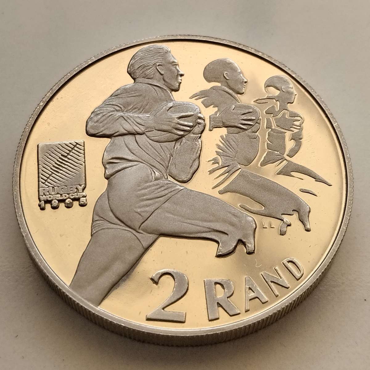 1995 Proof Rugby Two Rand with Box and COA #C0053