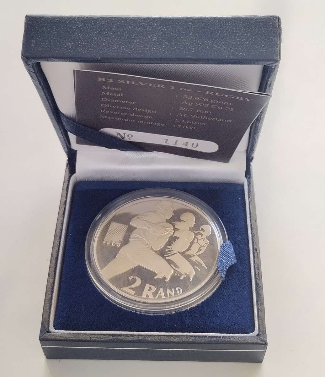 1995 Proof Rugby Two Rand with Box and COA #C0053