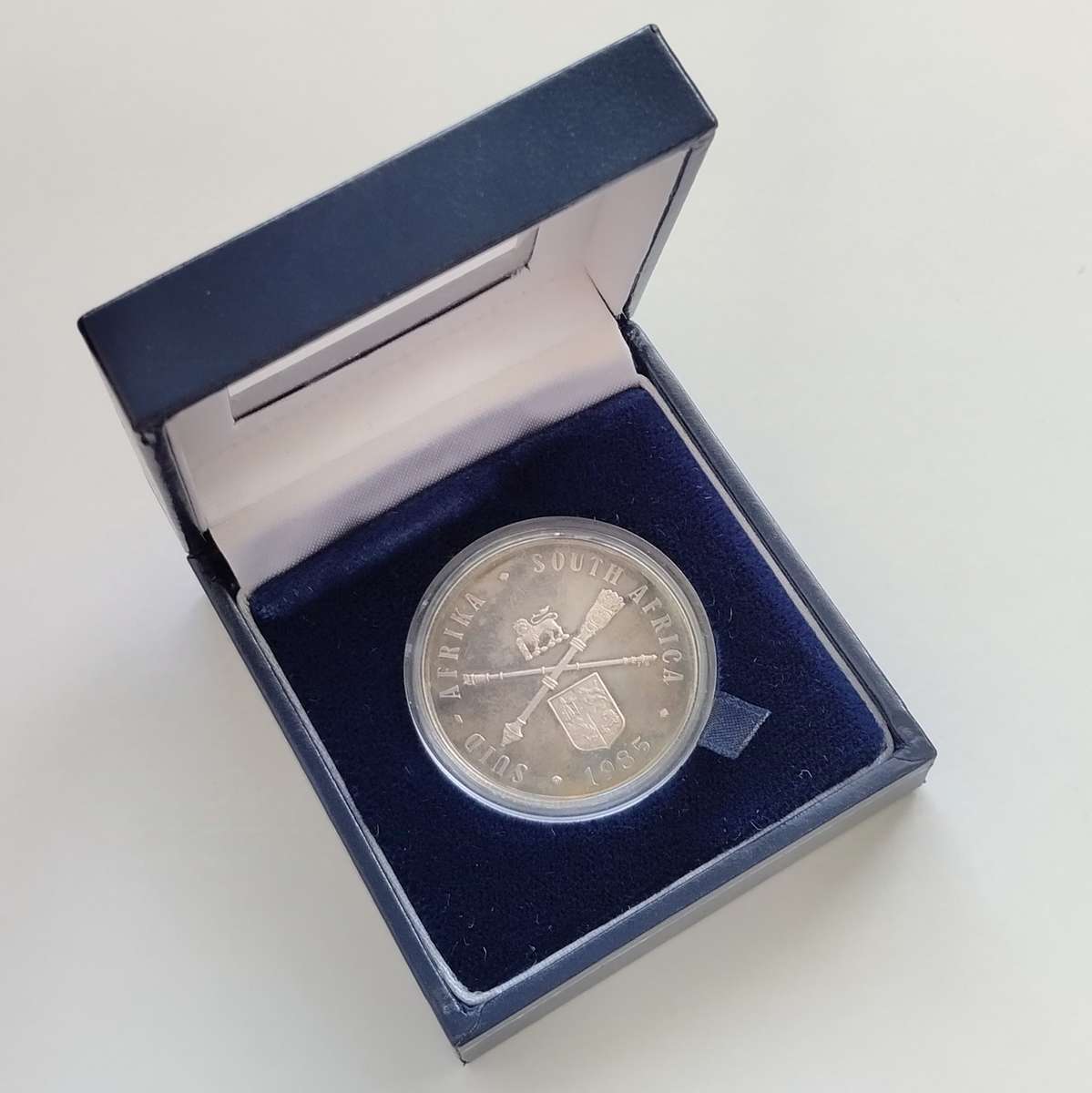 1985 Proof Silver One Rand in Box with Beautiful Toning #C0097