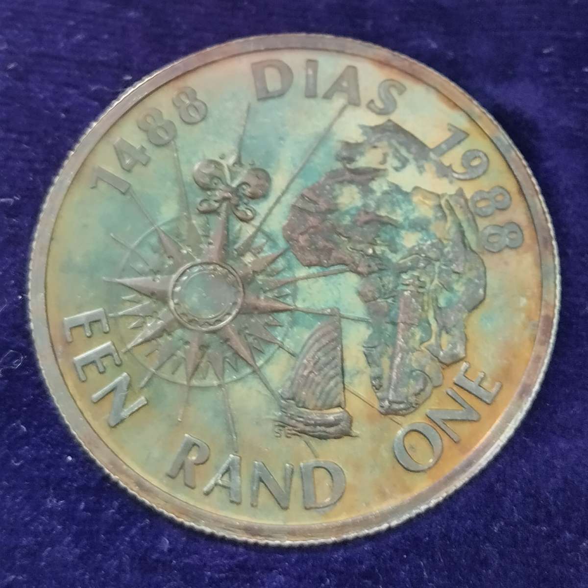 1988 Trio of Proof Silver One Rands in SAM Box(Groot Trek, Huguenots, Dias) #C0107