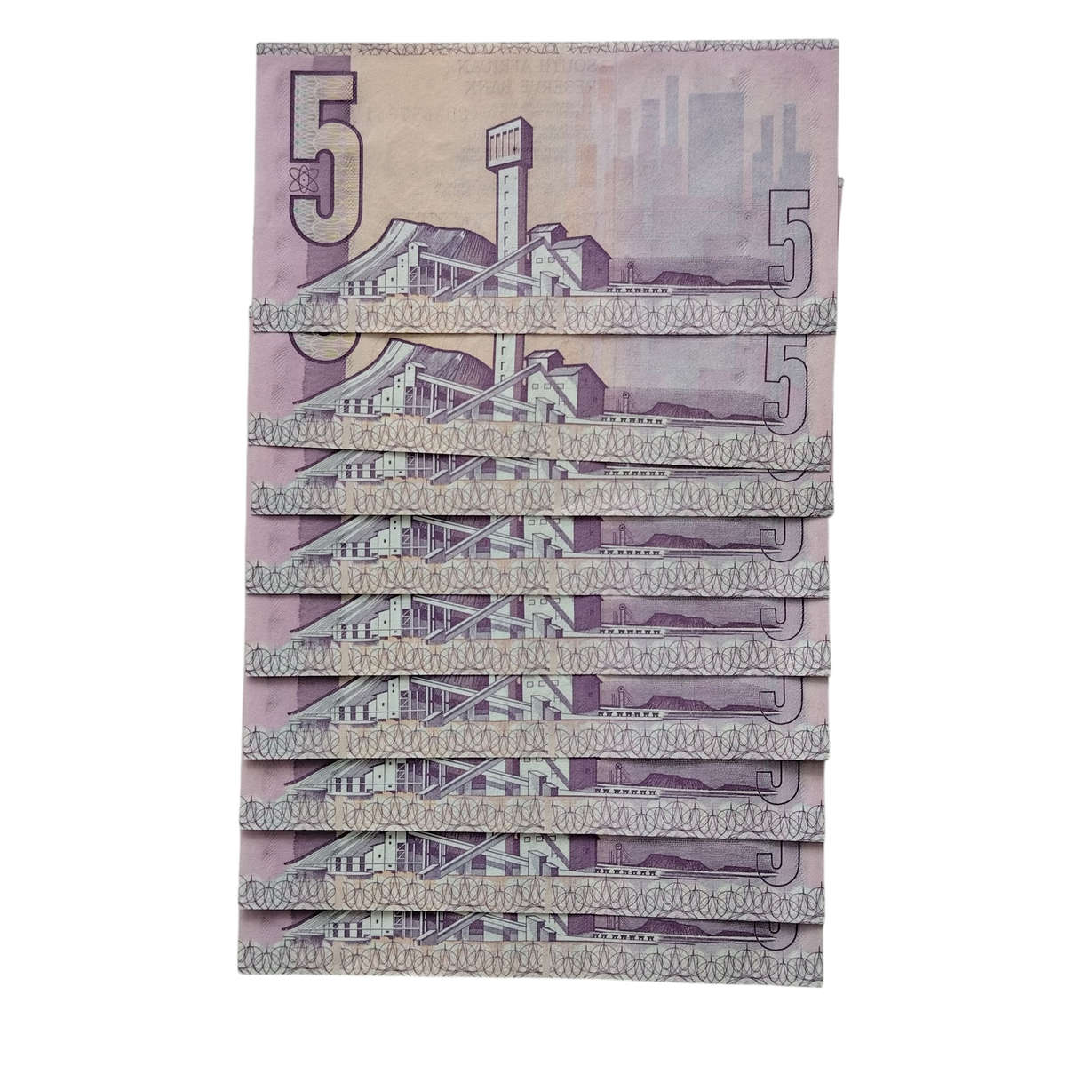 9x Uncirculated Five Rand C L Stals in Sequence 1990 First & Only Issue #N0025