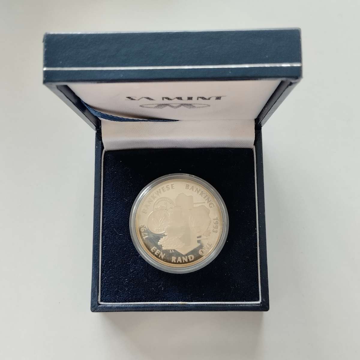 1993 Proof Banking One Rand in Box #C0159