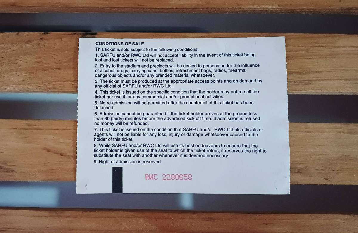 1995 Rugby World Cup Tickets & Springbok Rugby Cards (New)