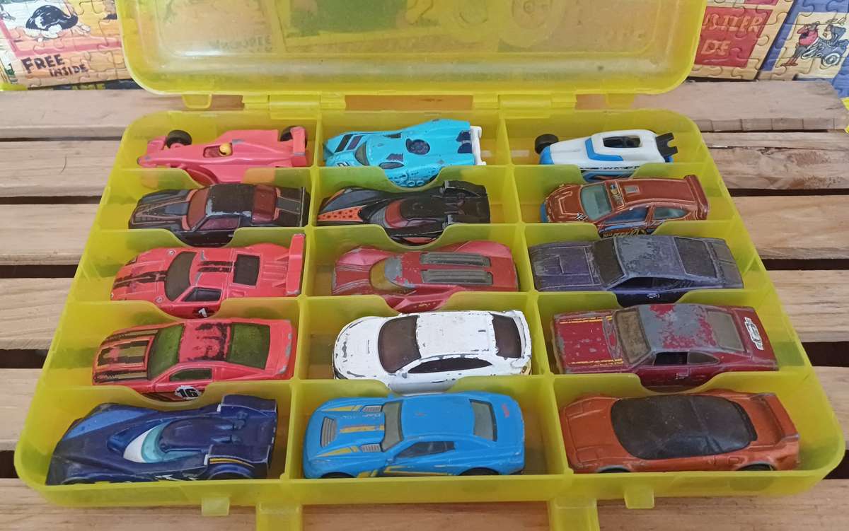 Hotwheels Diecast Cars and Carrier Case (x15)