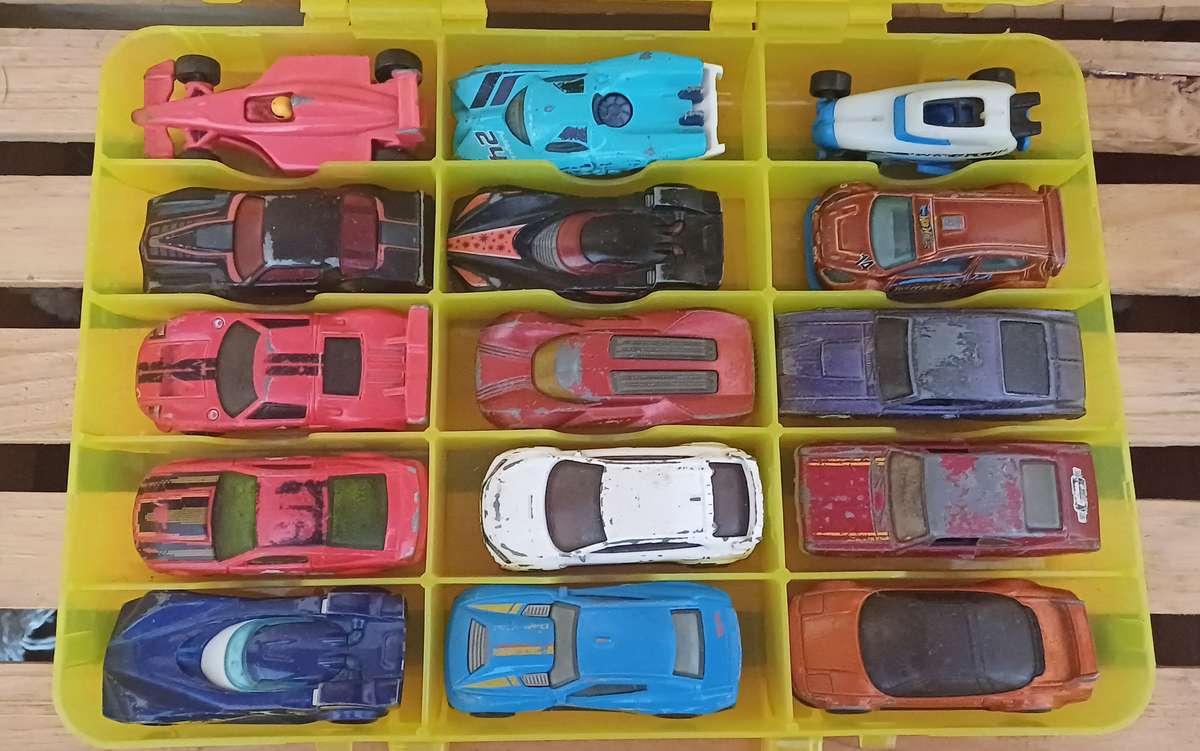 Hotwheels Diecast Cars and Carrier Case (x15)