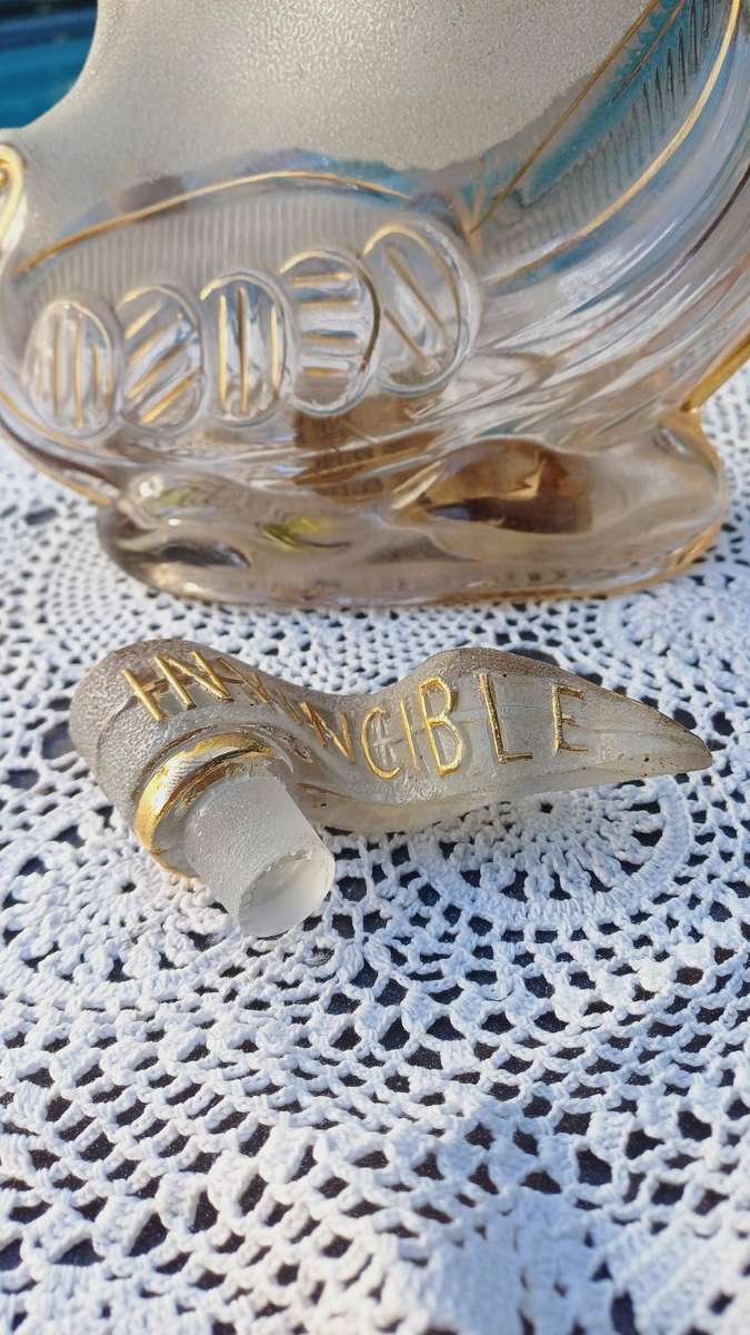 Vintage Cognac Larsen Invincible Glass Sailing Ship Shaped Bottle Decanter