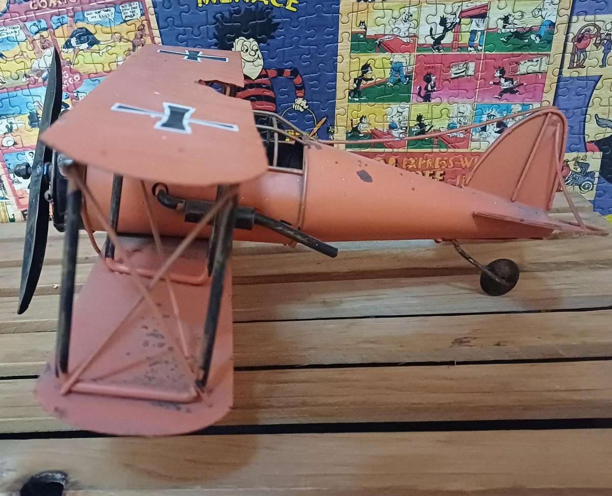 Tin Toy Military Biplane Aircraft