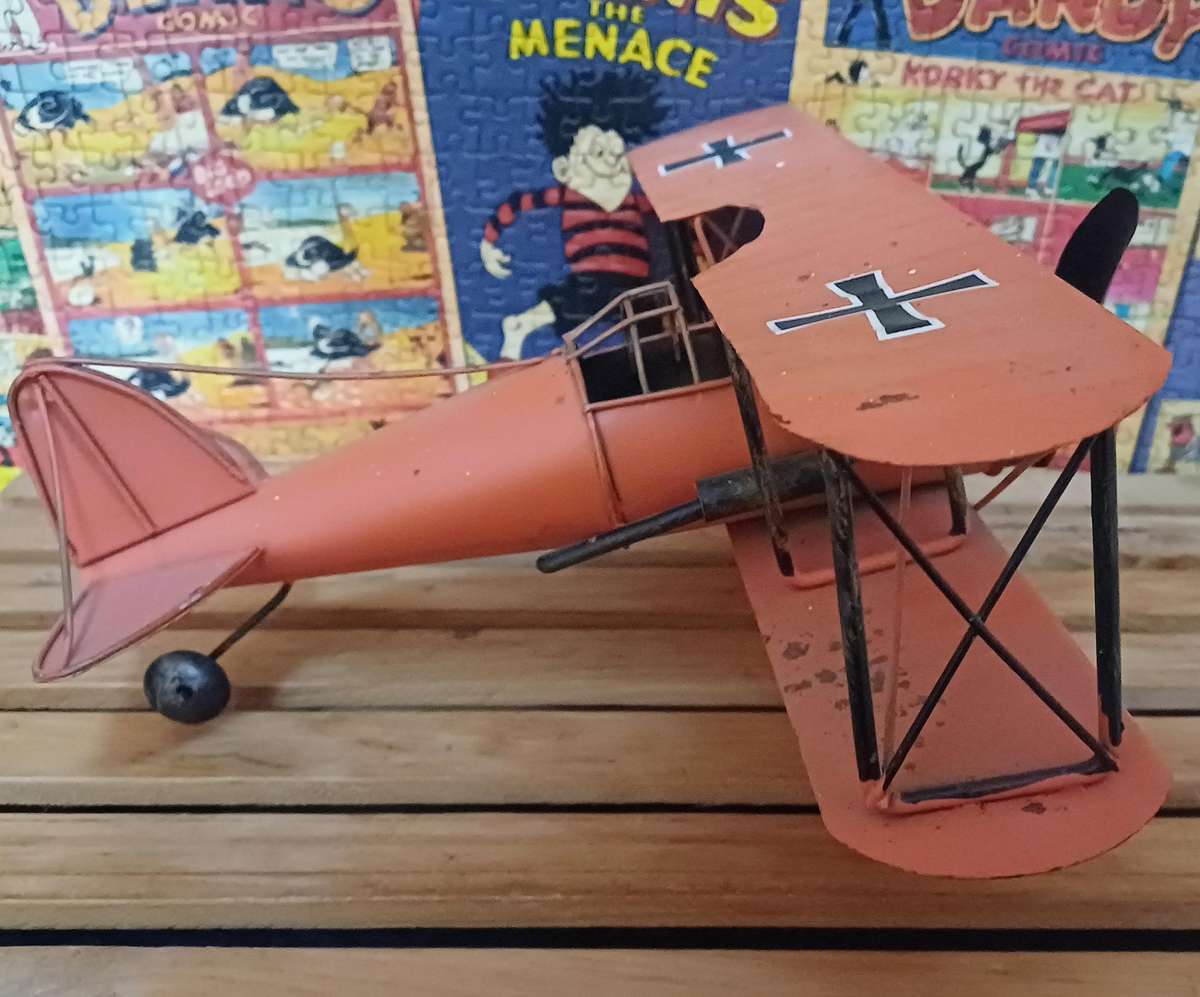 Tin Toy Military Biplane Aircraft