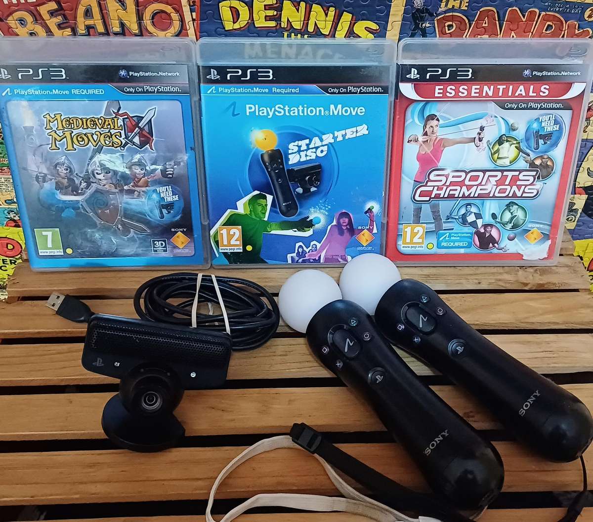 Ps3 - 2x Move Controllers + Move Eye Camera and 3 Games