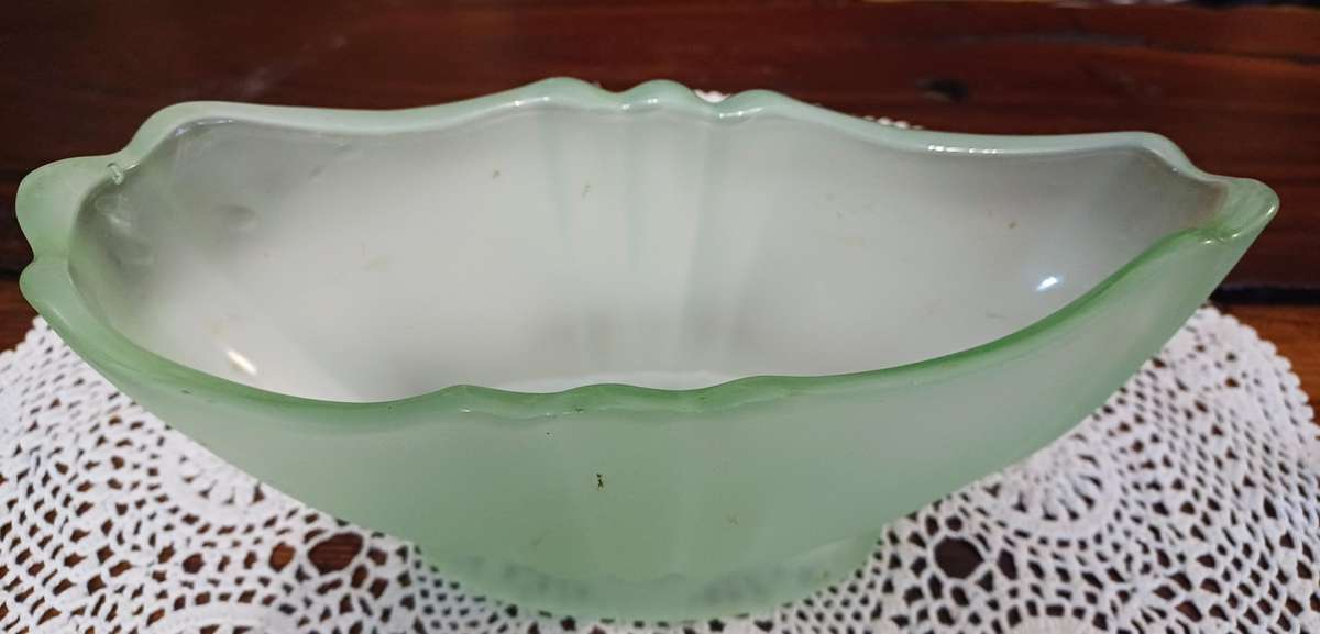 Vintage  Art Deco Frosted Green Glass Vase