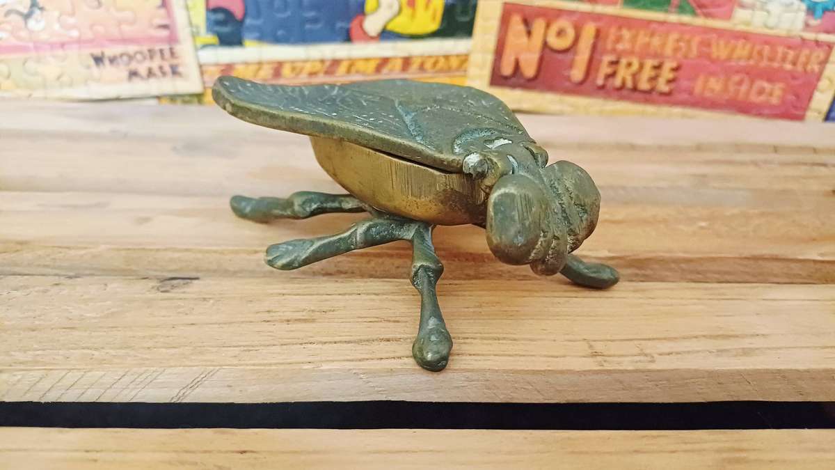 Vintage Brass Fly Trinket Box/Ring Holder/Ashtray