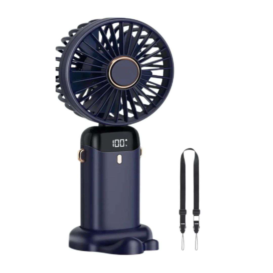 Hand Fan Rechargeable USB Fan with LED Display and Phone Stand