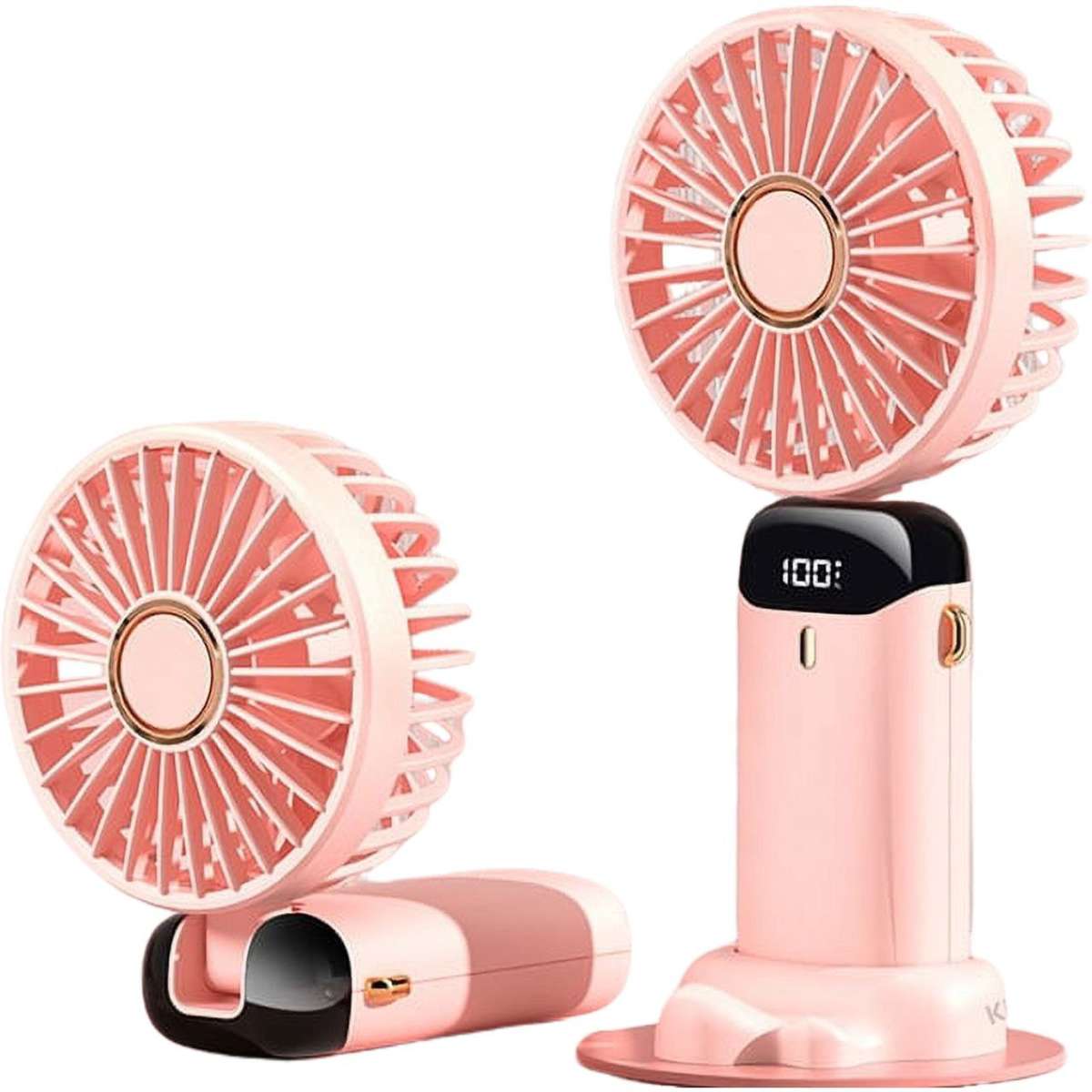 Hand Fan Rechargeable USB Fan with LED Display and Phone Stand