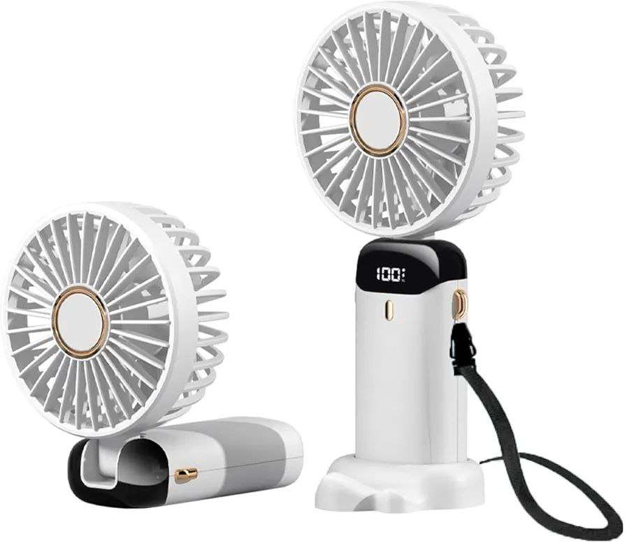 Hand Fan Rechargeable USB Fan with LED Display and Phone Stand