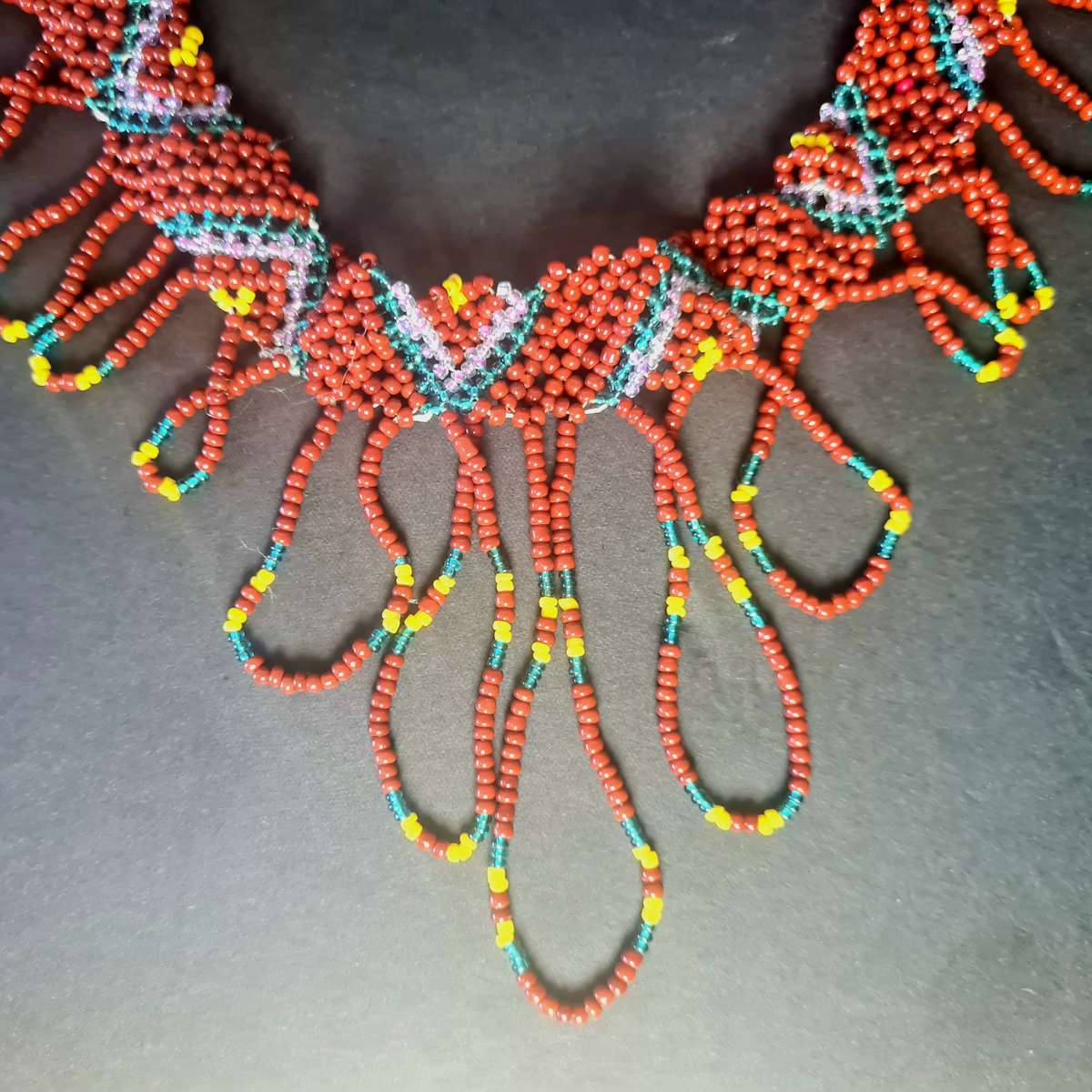 Bead necklace, handmade.