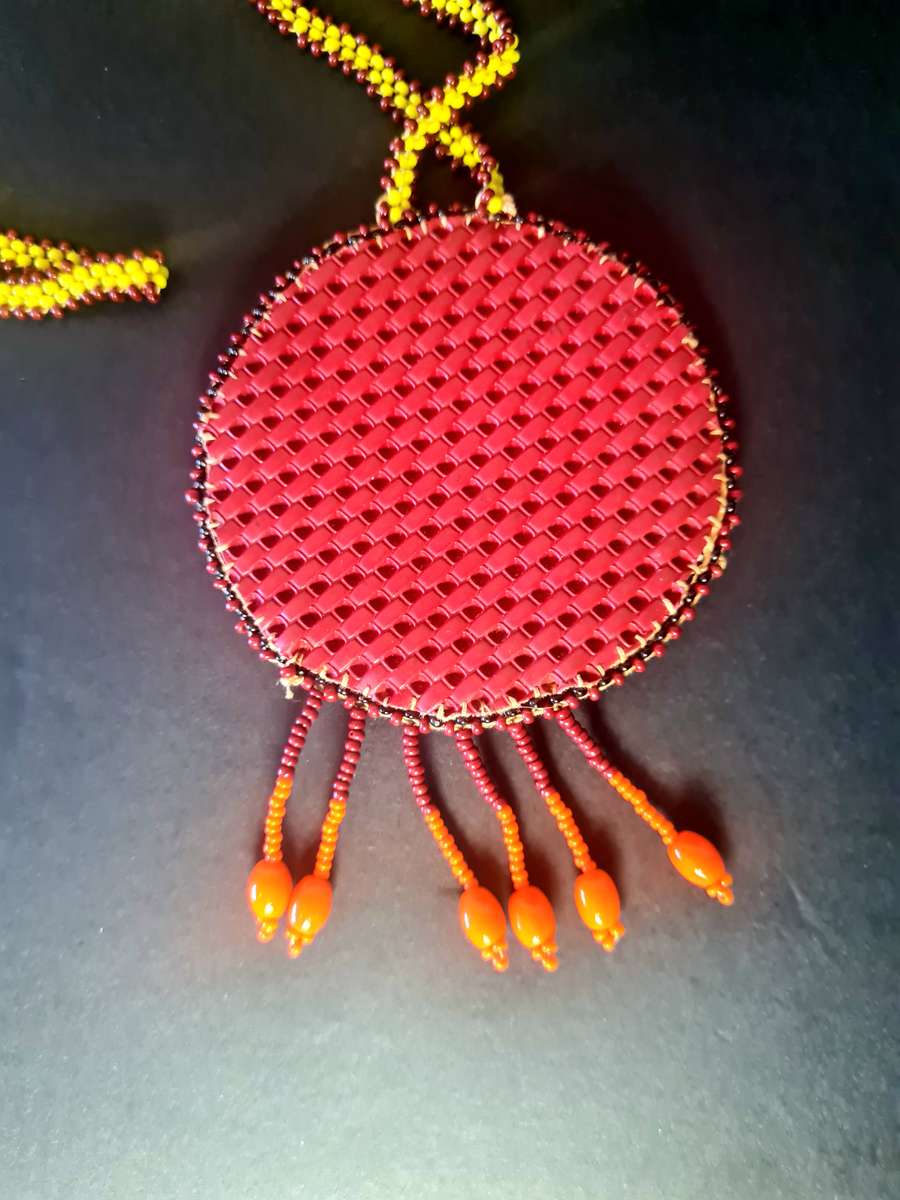 Bead necklace, with pendant. Handmade.