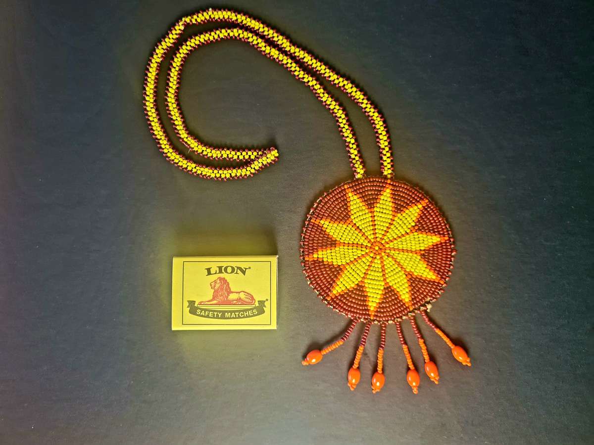 Bead necklace, with pendant. Handmade.