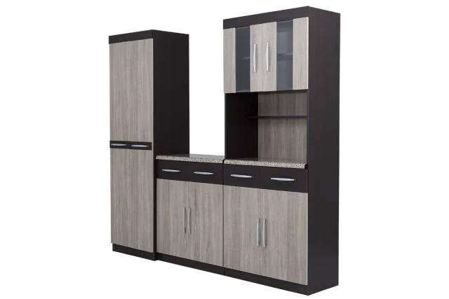 3 Piece Kitchen Cabinet Unit Storage System Light Brown Finish
