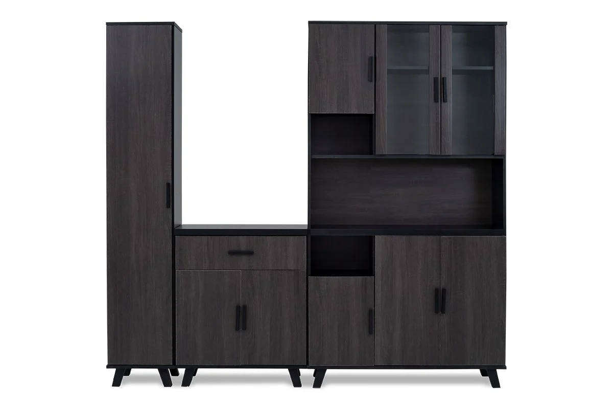 3 Piece Kitchen Cabinet Unit Storage System Grey Finish