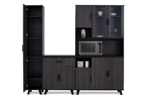 3 Piece Kitchen Cabinet Unit Storage System Grey Finish